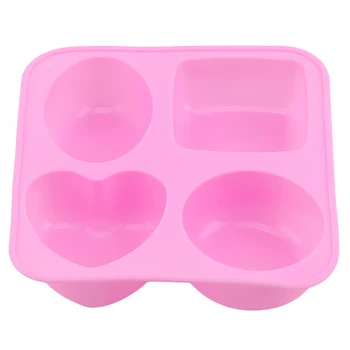 

4 Grid Heart Square Round Oval Geometry Silicone Soap Mold Silicone Cake Baking Pan Muffin Cup Mousse Mold Soap DIY Mould