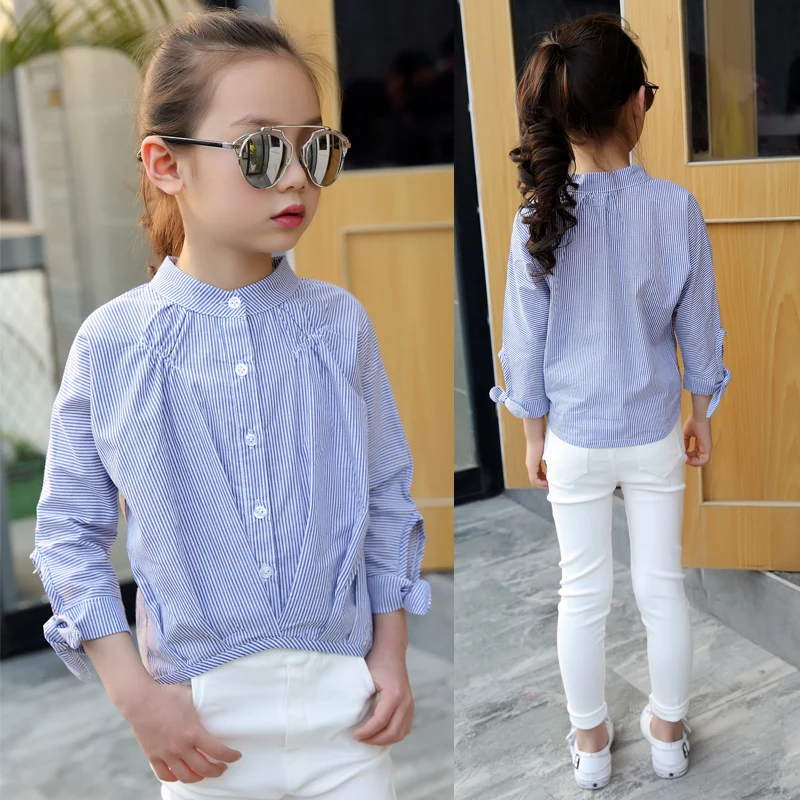 Блузки для девочек, детские топы, осенняя Блузка для девочек, детская весенняя одежда, рубашка для девочек, 110-160