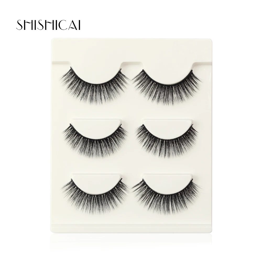 

SHISHICAI 3Pair/Set 3D Mink Eyelashes Handmade Fake Eyelashes Natural Long Cotton False Eyelashes Extension Professional Makeup