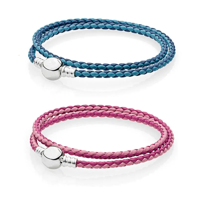 NEW 925 Number Silver Law Chain Adjustment Pink Mixed Double Braided Gauze Bracelet Women Jewelry Christmas Gifts