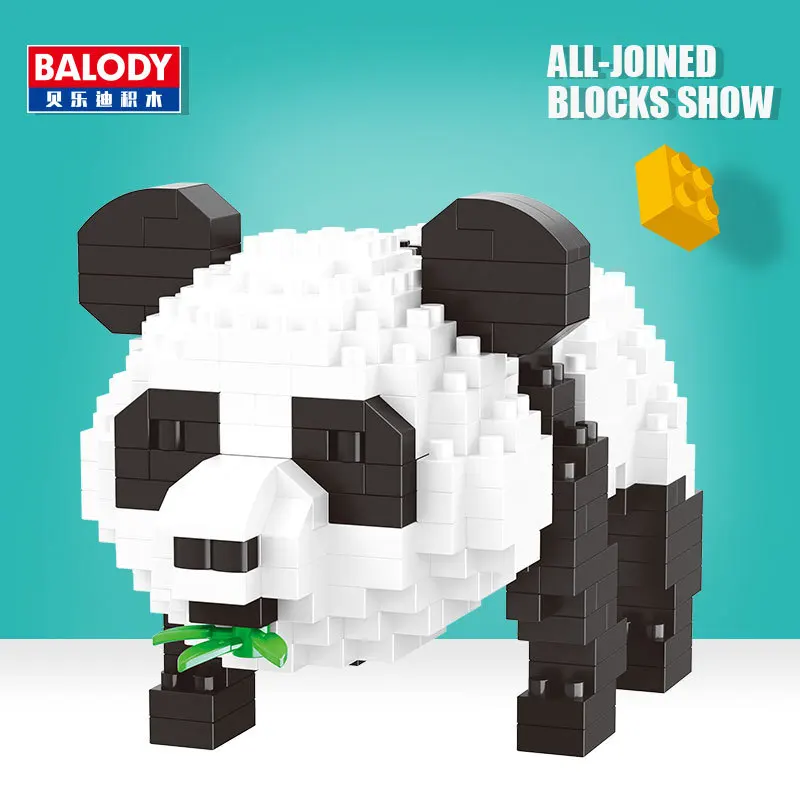 Balody 18087 3-в-1 с мультипликационным принтом «панда», животное бамбуковое 3D модель DIY Алмазная Микро Мини создания небольших конструкторных блоков, Детские Ассамблеи Игрушка без коробки