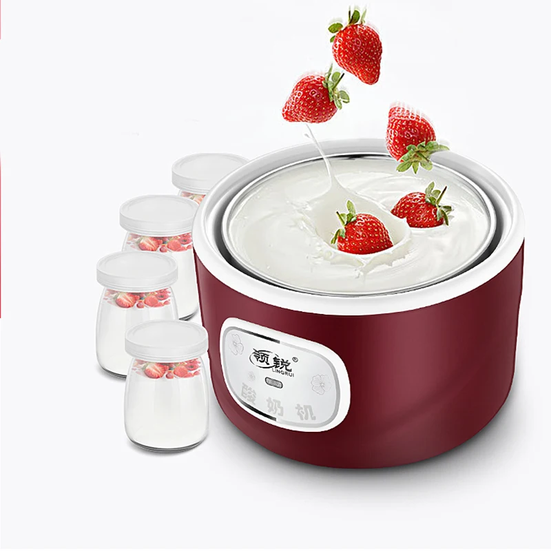 Yogurt Making Machines With Jars Glasses Fermenter Electric Kitchen Household Appliances Accessories Rice Wine Natto Maker 1L