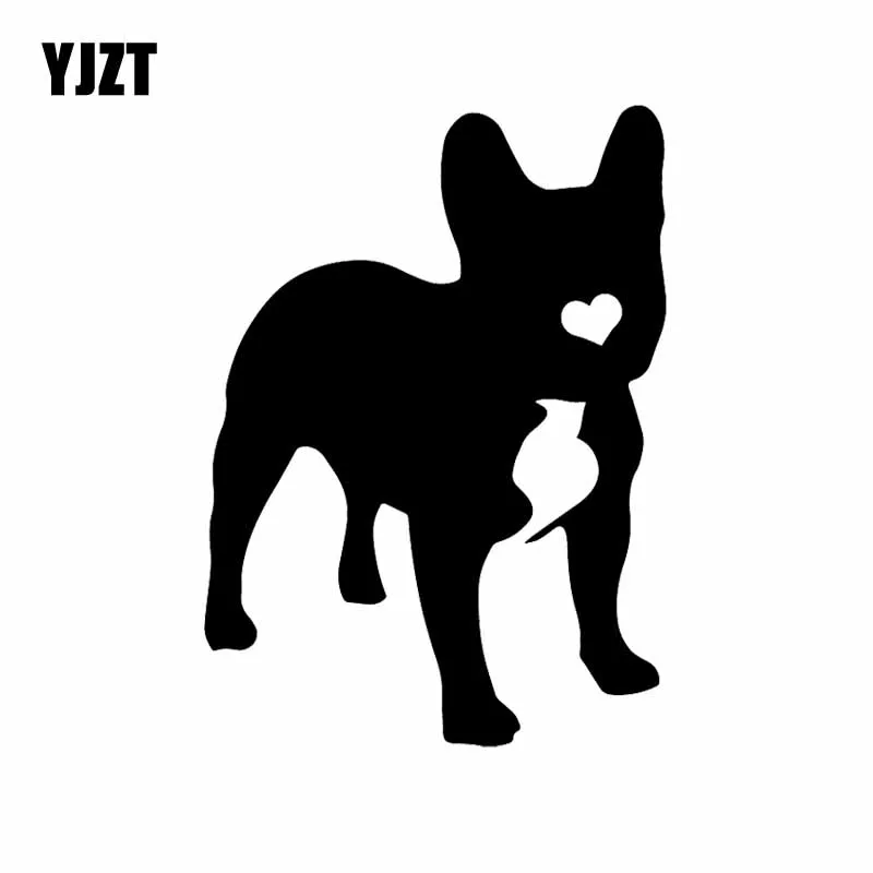 YJZT 10,5X14,6 см Французский бульдог с сердцем Frenchie Bully переводная виниловая машина наклейка черный/серебристый C24-1582