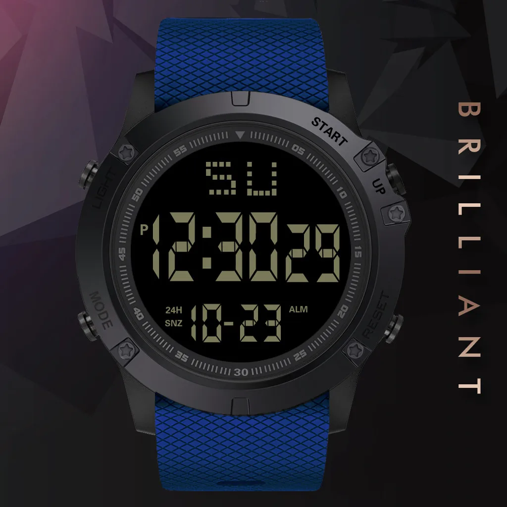 Кварцевые наручные часы, мужские светодиодный часы с цифровой датой, военные спортивные резиновые кварцевые мужские часы с будильником, водонепроницаемые мужские часы