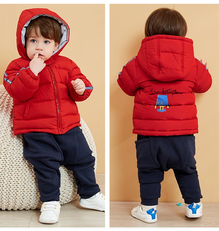Minibalabala/Детский пуховик; теплая одежда для маленьких мальчиков; Новинка года; Зимний пуховик с капюшоном