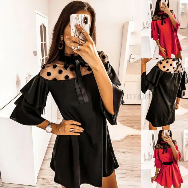 Женское сексуальное платье трапециевидной формы с рюшами женские вечерние