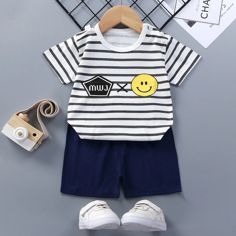 Summer Children Boy Suit Children 2 Short Sleeve T-Shirt + Shorts Suit Baby Girl Cotton T-Shirt Baby Cheap Clothes 0-4 Years Old clothes set color	 Clothing Sets