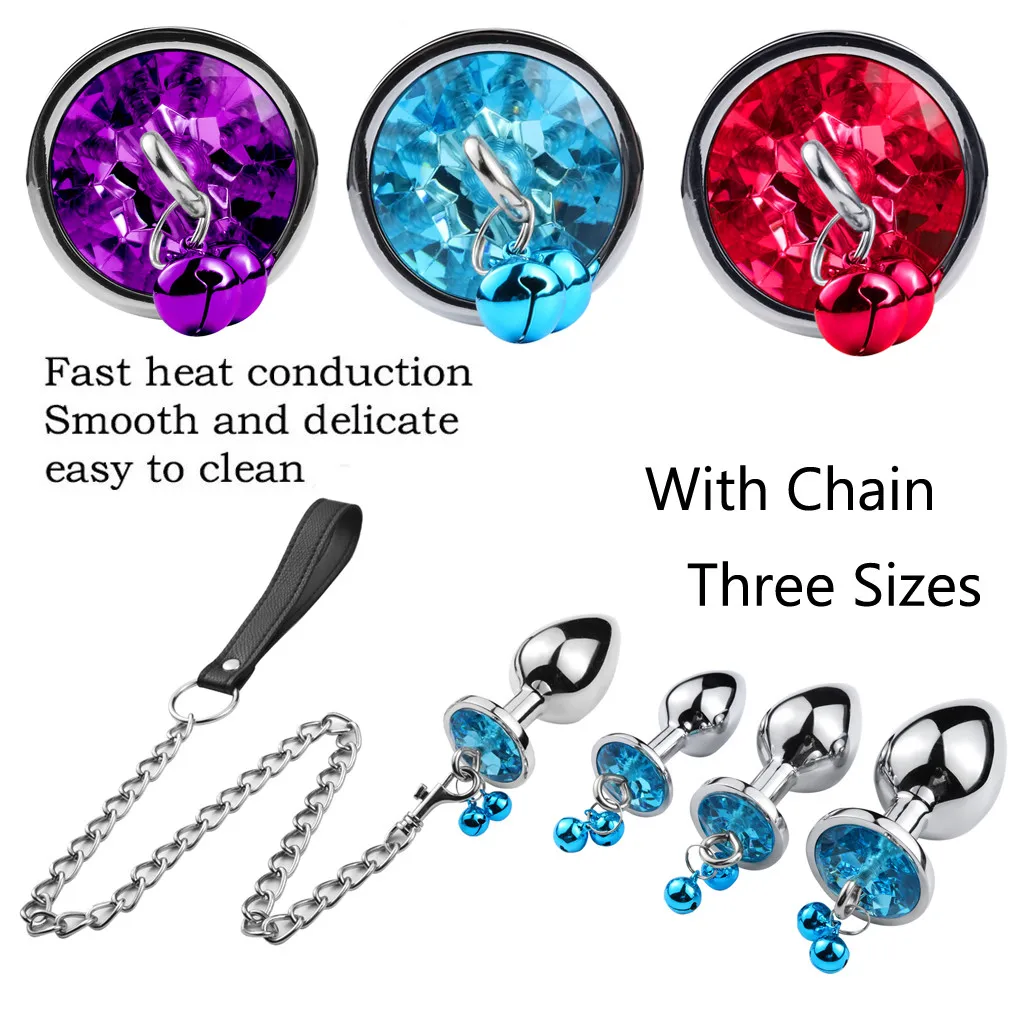 Jewelry Base Anal Butt Plugs Vagina Massager Bell Plug With Chain Sex Toys soft Big Penis Suction Cup Toy for adult E50 |