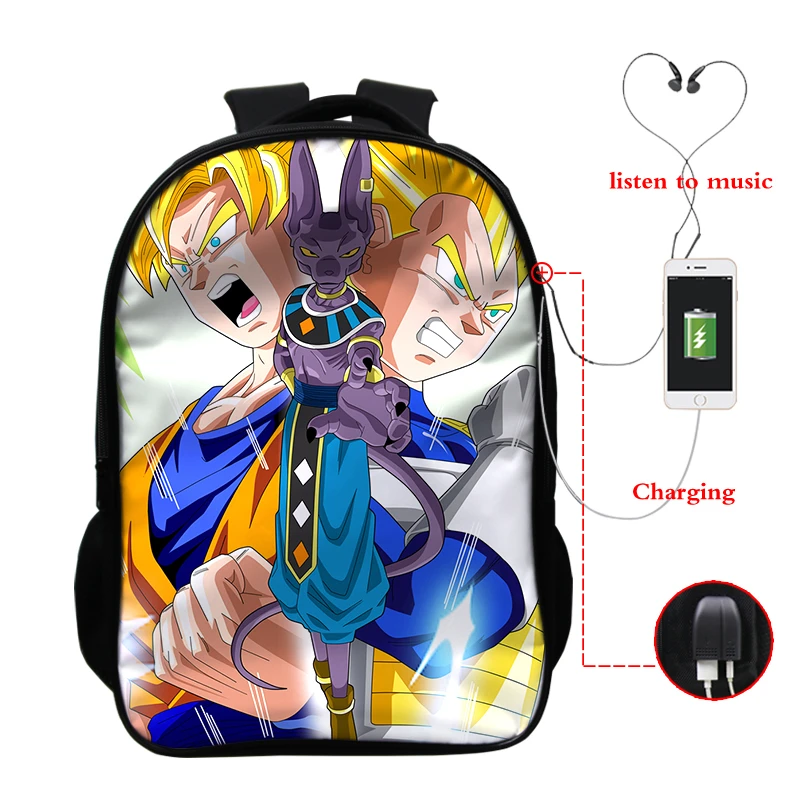 Mochila dragon ball рюкзак и сумка Dos Супер usb зарядка Разъем для наушников рюкзак книжная Сумка для подростков сумка для ноутбука школьный