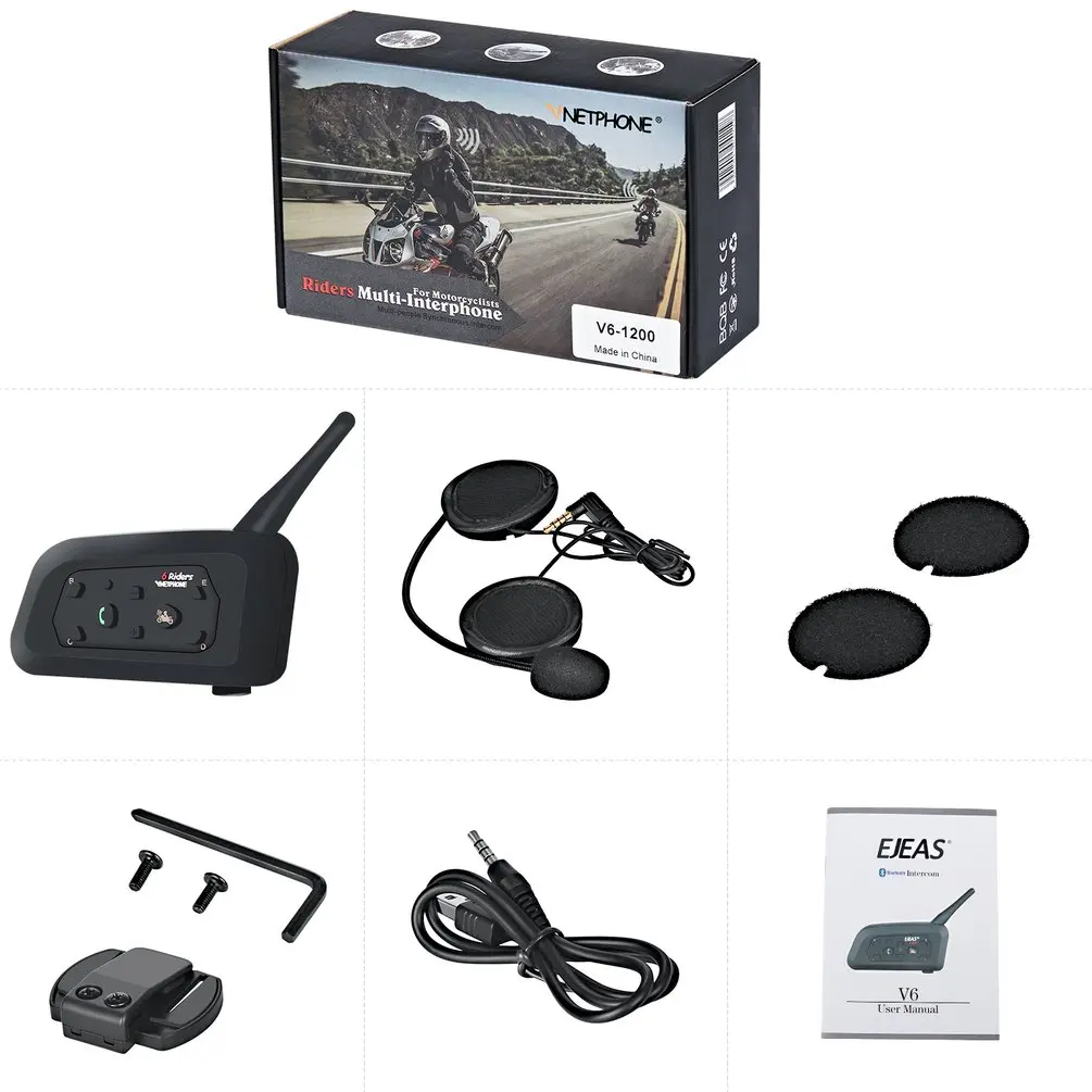 1 комплект мотоциклетный шлем рация 1200 м дуплексная езда рация V6Pro 1200 м для мотоциклетного шлема мото гарнитура
