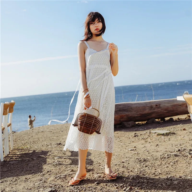 Летняя Новинка, стильные длинные юбки, сказочное белое кружевное платье, приталенная белая юбка для похудения, пляжная юбка Xw139