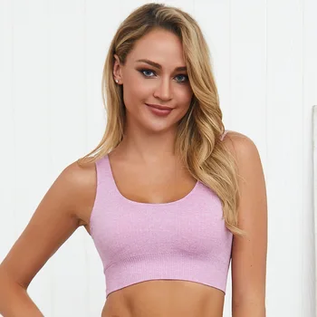 

European and American Hot-Selling Nylon Quick-Drying Slim Yoga Fitness Top Professional Sports Seamless Fitness Bra Female