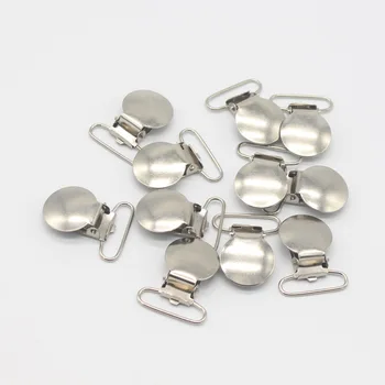 

10 pcs/lot Baby Metal Pacifier Clips Silver Round Infant Soother Nipple Dummy Anti-drop Clip Clasps Pacifiers Holder Accessories