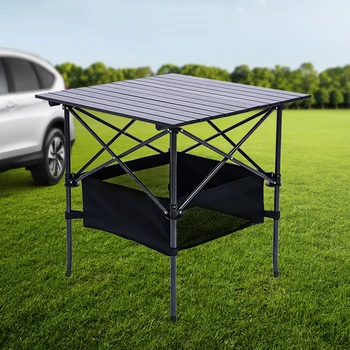 

Portable Table Foldable Folding Camping Hiking Desk Traveling Outdoor Picnic Al Alloy Travel Table with Net pocket Wild Camping