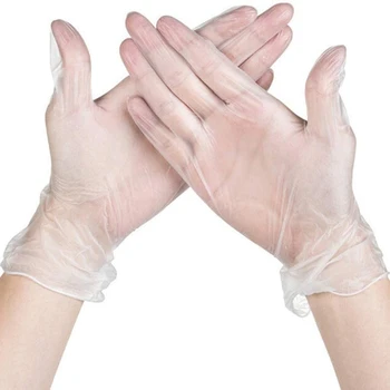 

140 PCS Vinyl Examination Gloves Latex Free Rubber Disposable, Ultra-Strong, Clear Fluid, Food Handling Use No Powder