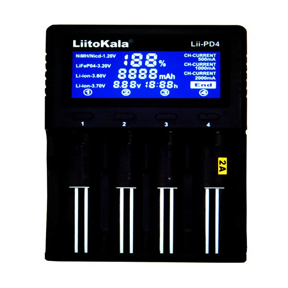 Liitokala Lii-PD4 18650 зарядное устройство с ЖК-дисплеем 26650 21700 14500 10440 4 слота NiMH Li-Ion умное Универсальное зарядное устройство