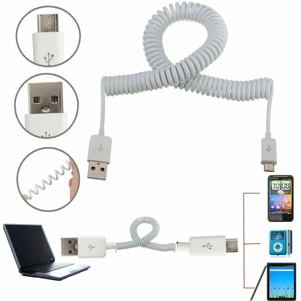 1 M/3FT Спираль Спиральный USB Micro 5Pin 5 предмет в партии "папа" в USB "Мама", 2,0 Штекерный шнур З разъемом зарядное устройство для синхронизации данных и быстрой Зарядное устройство Шнур
