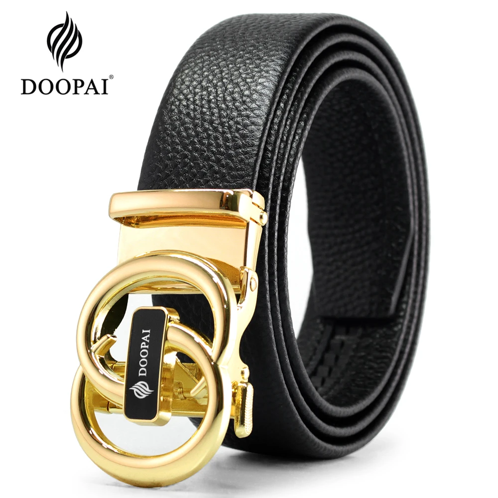 DOOPAI из натуральной кожи мужские пояса автоматический регулируемые ремни золотой