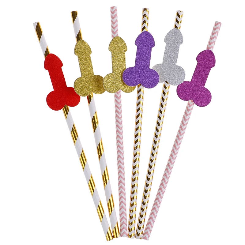 Украшения 6 шт. блестящие золотые соломинки для свадебного торжества девичника