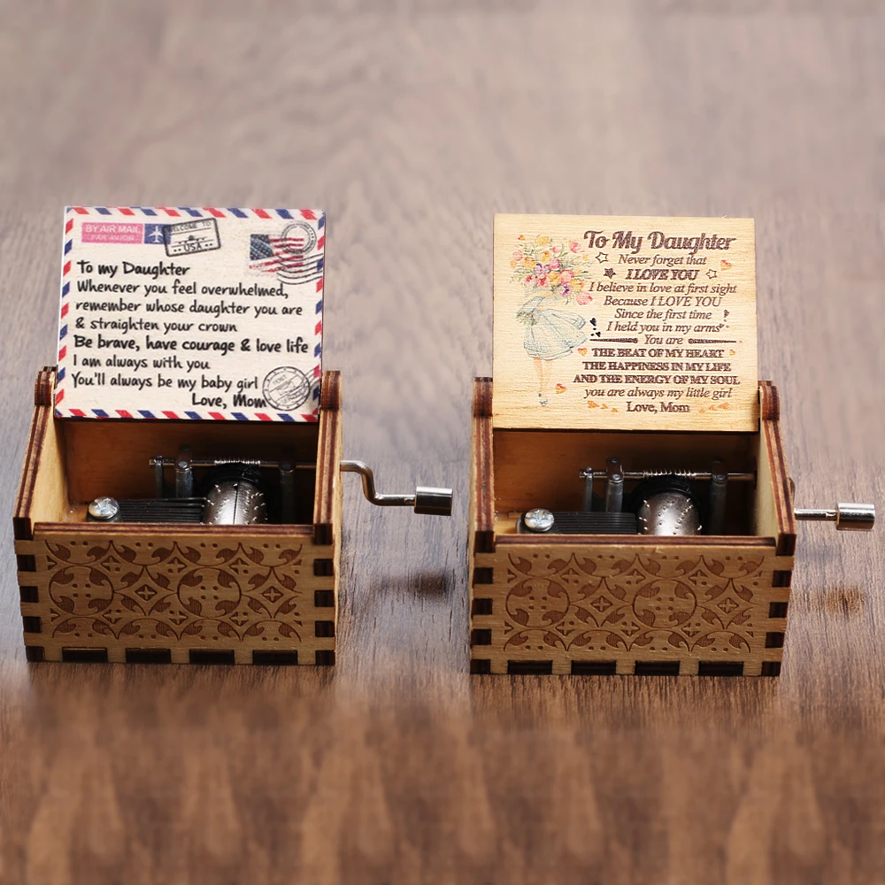 2021Wooden Hand Cranked Music Box You Are My Sun Jurassic Park Theme Song 