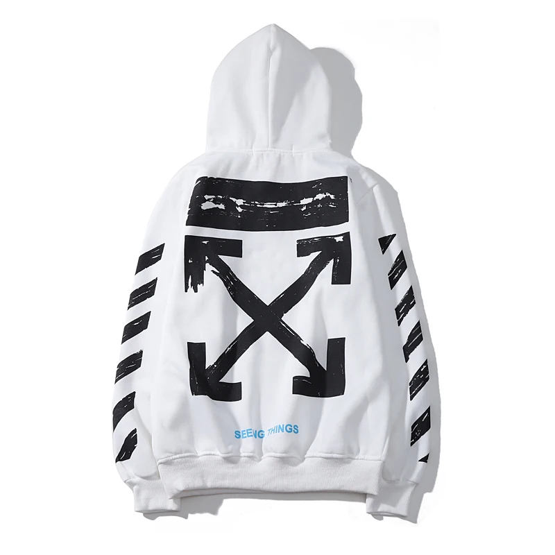 Полосатая стрела 19ss Off-White OW мужчины/женщины влюбленные модели Осень Зима хлопок модная повседневная свободная толстовка с капюшоном куртка с капюшоном - Цвет: White