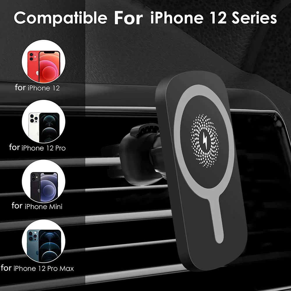 Магнитная Беспроводная Автомобильная зарядная подставка 15 Вт для iPhone 12 Pro Max