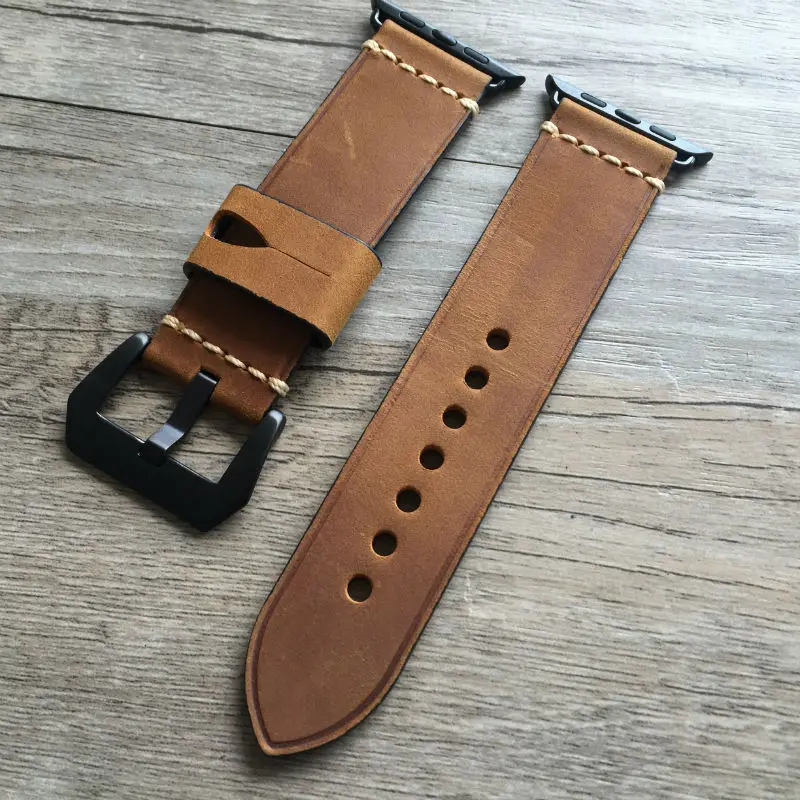 Для Apple Watch Series 5 4 3 2 1 ремешок для iWatch ремень ручной работы ретро кожаный ремешок 38 мм 42 мм