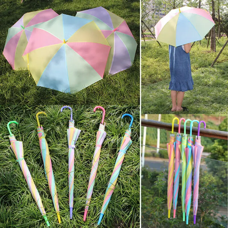 

Women Umbrella Colorful Rainbow Umbrellas Clear Rain Sun Parasol Wedding Party Umbrella