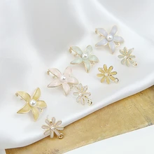 6 шт. горячая Распродажа сплав висячие серьги в виде цветка масляного жемчуга массивные серьги-гвоздики материал diy ювелирные аксессуары