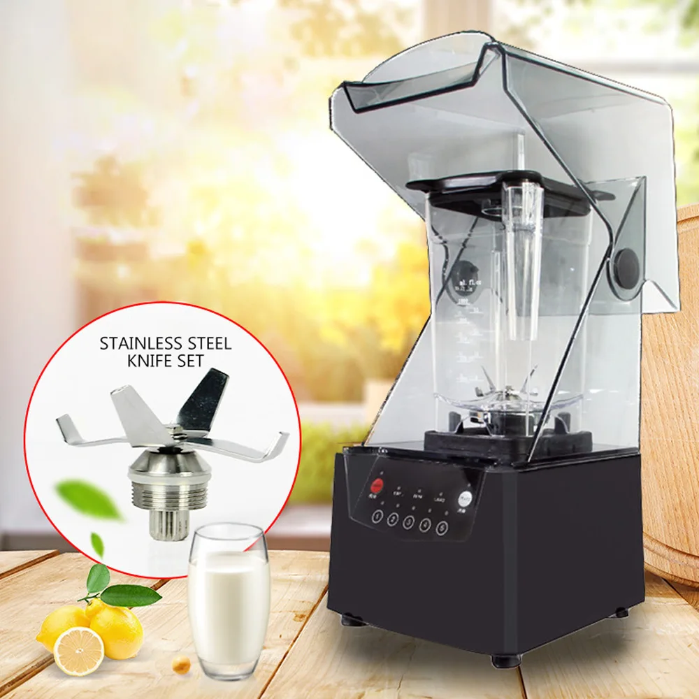 110V 220V Electric Sound Proof Cover Blender Quiet Ice Blender Smoothie  Maker Ice Crusher Juice Maker Fruit Mixer Blender