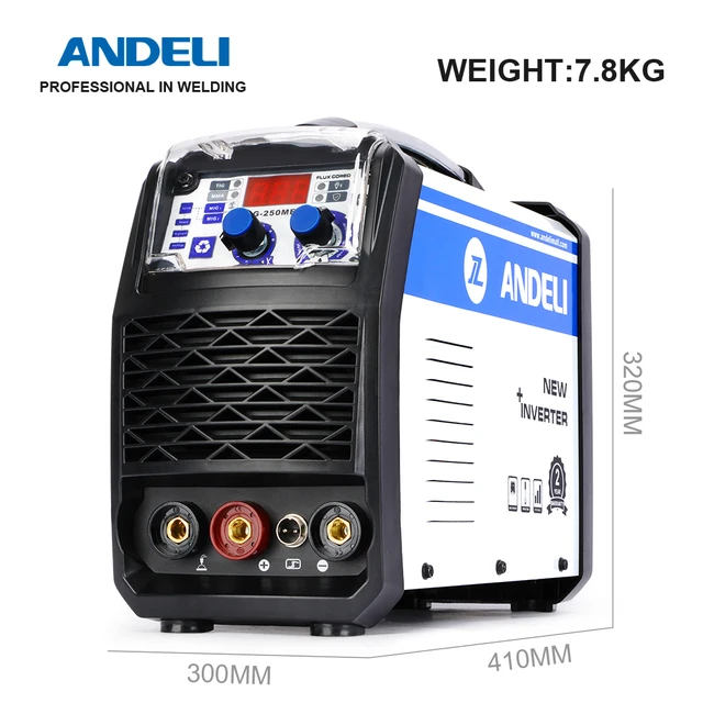 ANDELI máquina de soldadura MIG 220V MIG-250E Mini semiautomática de la máquina de soldadura sin flujo de Gas alambre de núcleo de soldador inversor MIG 6
