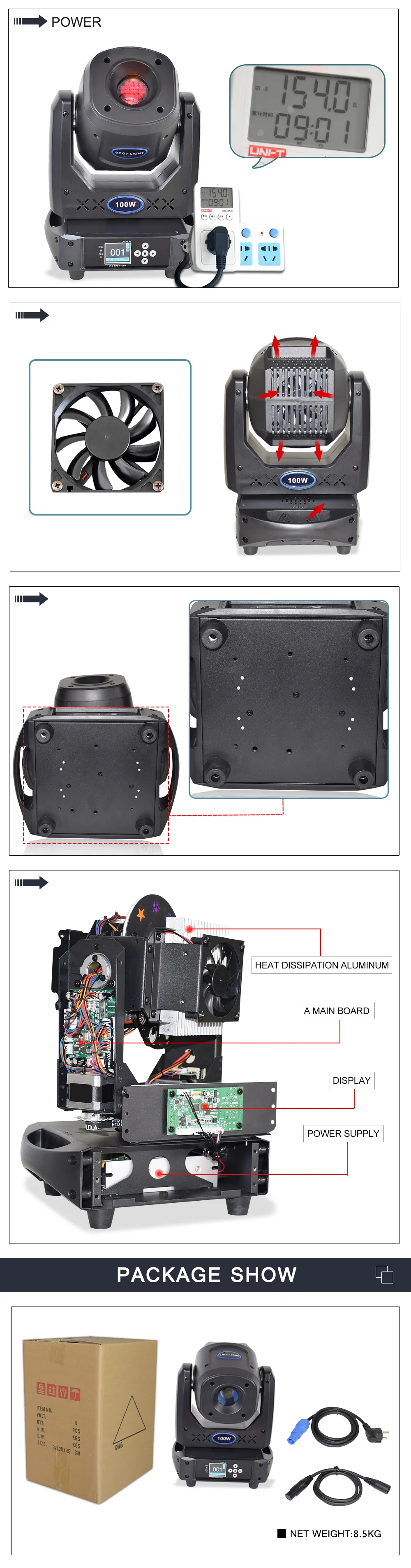 Luzes de Festa Movendo a Cabeça Prisma para dj Cor com 5 Esporte Lira Gobo Rosto Discoteca Night Club Led 100w Luz 5 Aparelho moving head de iluminação para festas,
