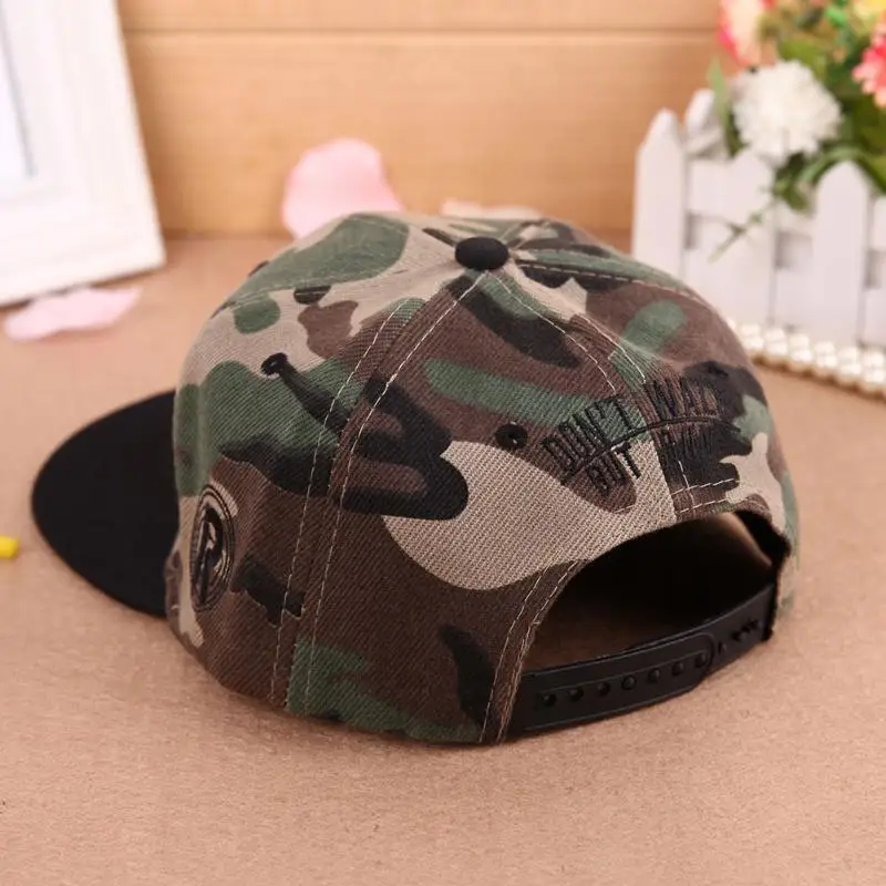 Тренд письмо вышивка солнцезащитные шляпы унисекс дети Snapback бейсбольная Кепка камуфляж дети хип хоп Кепка Регулируемый ремень