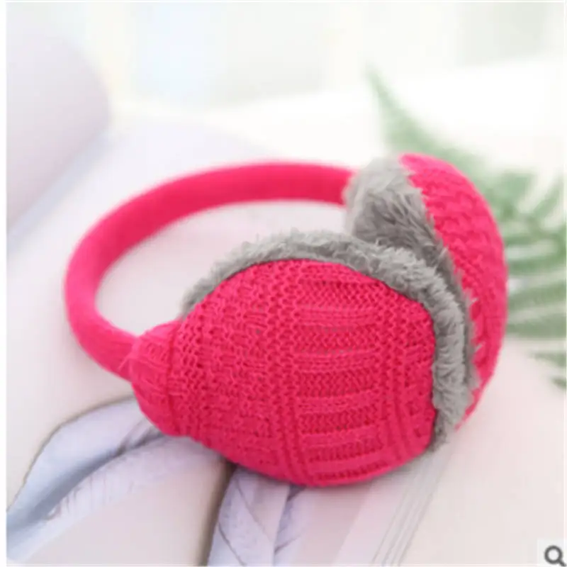 color rose red Унисекс, женские, мужские, зимние, теплые, покрытие для ушей, вязаные меховые наушники для защиты от холода, съемные, моющиеся, защита для ушей, аксессуары для ушей - Цвет: color rose red