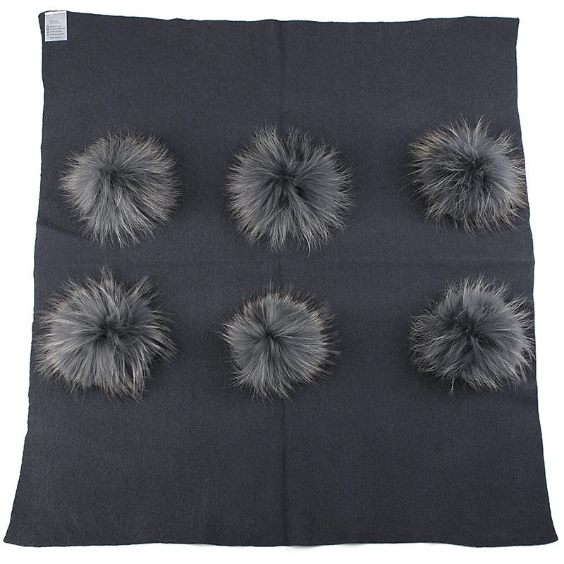 dark gray dark gray Geebro/теплое кашемировое Пеленальное Одеяло для новорожденных и детей постарше; одеяло для сна для путешествий с 6 натуральным мехом енота; постельные пеленки с помпоном - Цвет: dark gray dark gray