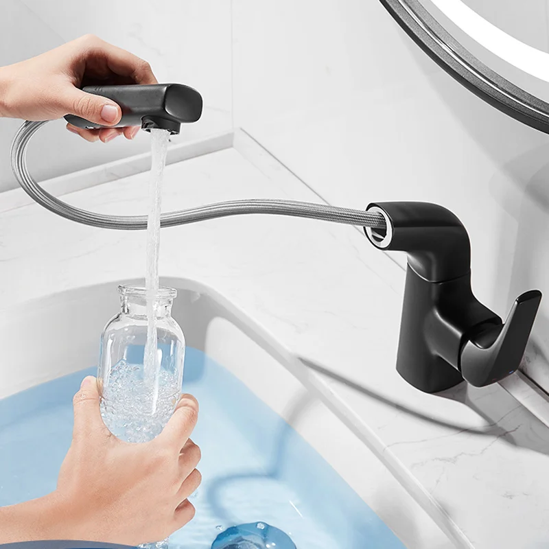 

Modern Simple Black Draw Faucet Toilet Bathroom Household Hand Washing Pool Face Pot Faucet Cold and Hot Selection