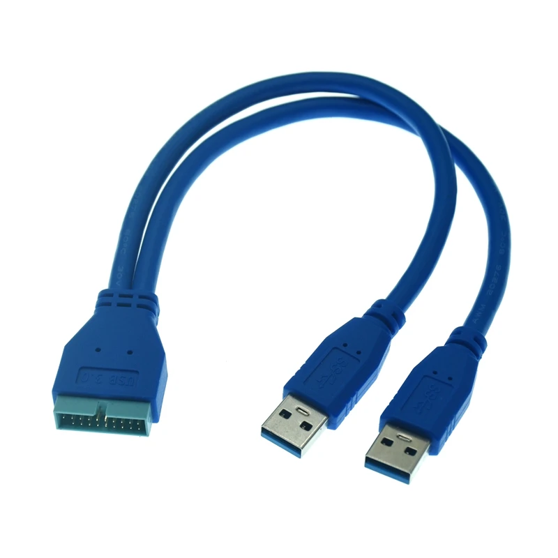 Placa Mãe Dupla de Portas Usb 3.0 Usb a Macho Cabo Adaptador de 20 Pinos Cabo de Extensão Usb de 19 Pinos 25cm 50cm - Imagem 4