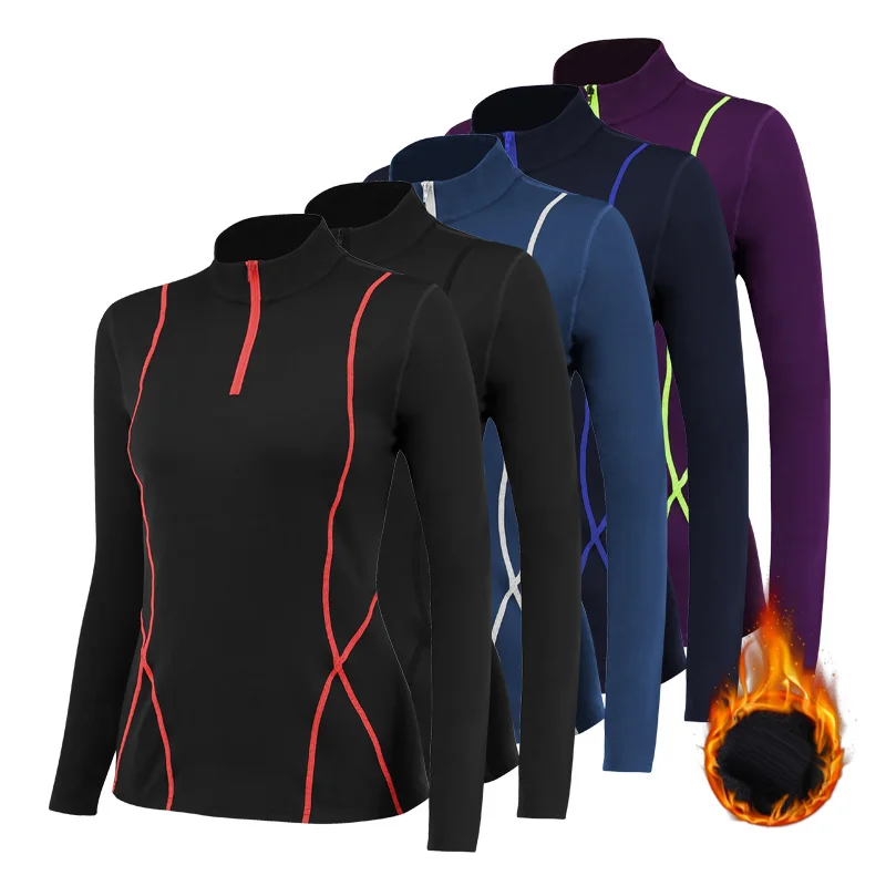 

Autumn Fleece Running Jacket Women Sport Clothing Zipper Compression Tights Sportswear Training Fitness Hooded Sweatshirts