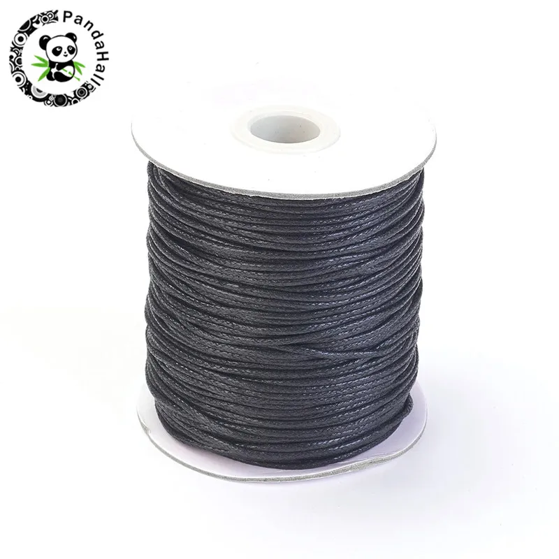 Black Pandahall 1,5 мм восковой хлопковый нитки шнур, веревка для Браслеты Цепочки и ожерелья ювелирных изделий около 100 ярдов/рулон - Цвет: Black