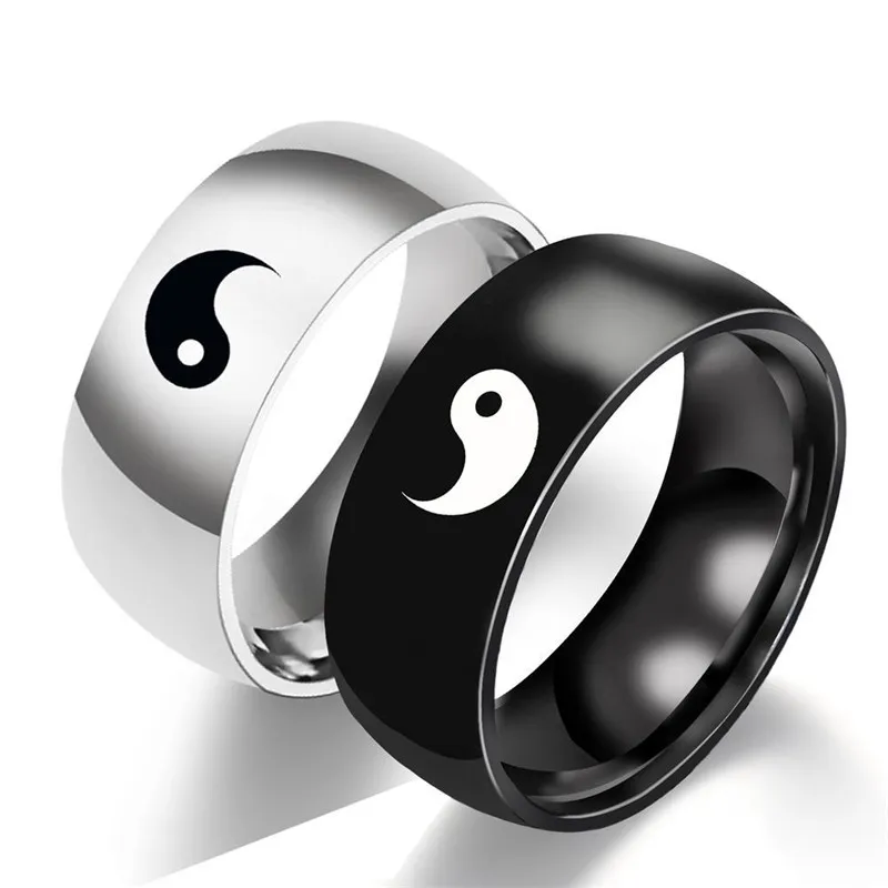 Инь Ян кольцо для пар мужские аксессуары Тай Чи узор кольца для влюбленных женщин винтажные ювелирные изделия обручальное кольцо женские модные кольца
