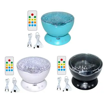 

7 Colors LED Projector Night Light Nightlight Sleep Mini Music Aurora Starry Sky Ocean Wave Remote Control Baby Lamp Kids Gift