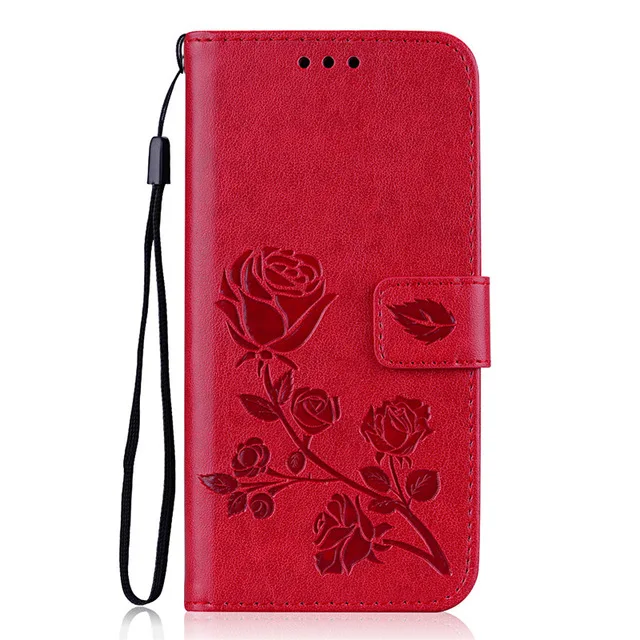 Dark Red Кожаный чехол с объемным цветком для Apple iPhone 11 Pro XS Max XR X, флип-бумажник чехол для iPhone 5 5S SE 6 6s 7 8 plus x 10, чехол - Цвет: Dark Red