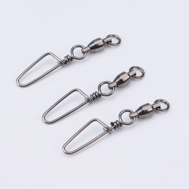 Wholesale By Bulk Fishing Accessories Ball Bearing Rolling Swivel Connector  Coastlock Snap Silver Black Fishing Tackle