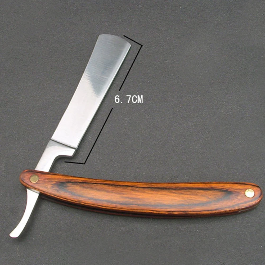 Wood Straight Stainless Steel Razor Blades Barber Folding Shaving Tools
