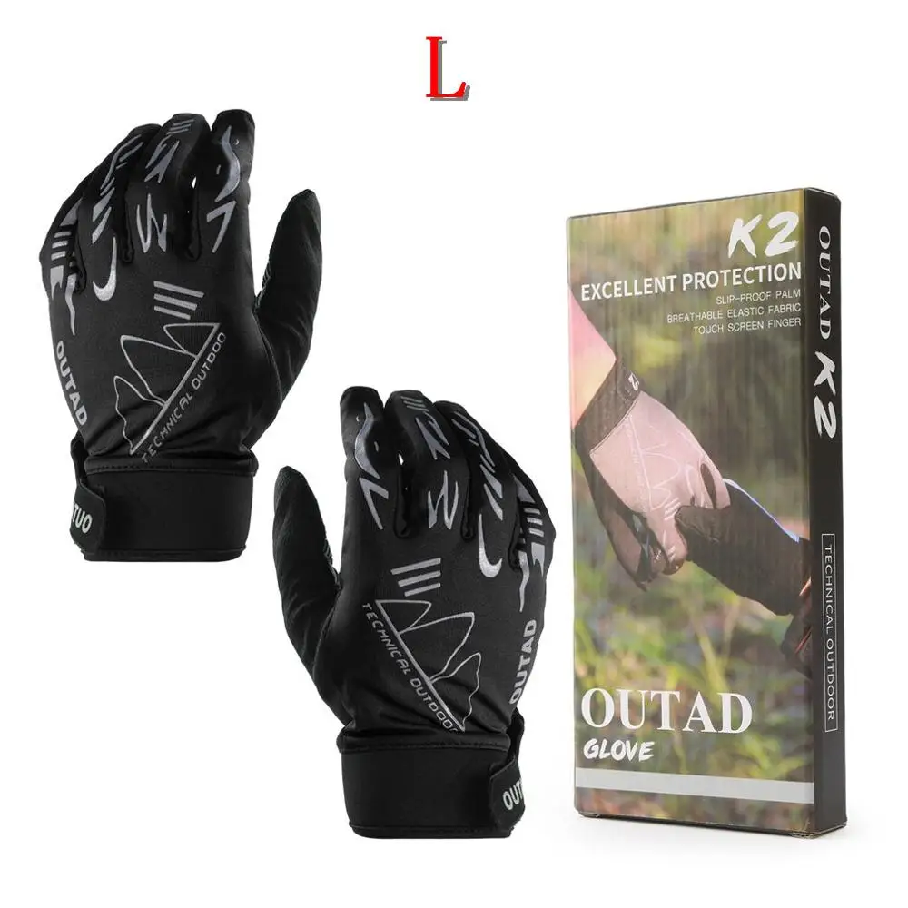 Black L OUTAD для мужчин/женщин Открытый полный палец перчатки для вождения горный велосипед перчатки дорожный гоночный велосипед перчатки Новые - Цвет: Black L
