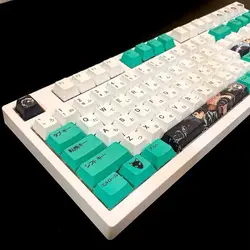 Cartoon demon slayer sumijiro 140 chave cereja altura pbt sublimação teclado mecânico keycap suporte 61, 64, 68, 87, 104, 108