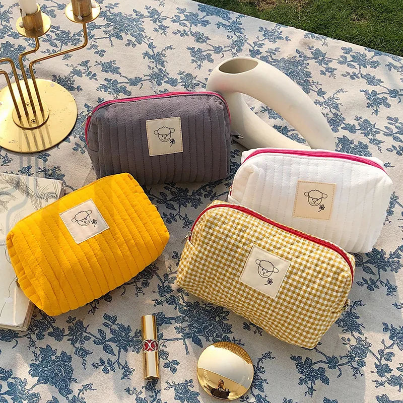 

Хлопковая косметичка на молнии для женщин, сумочка для туалетных принадлежностей, дорожный мешок для стирки, коробки для хранения, органайзер для макияжа