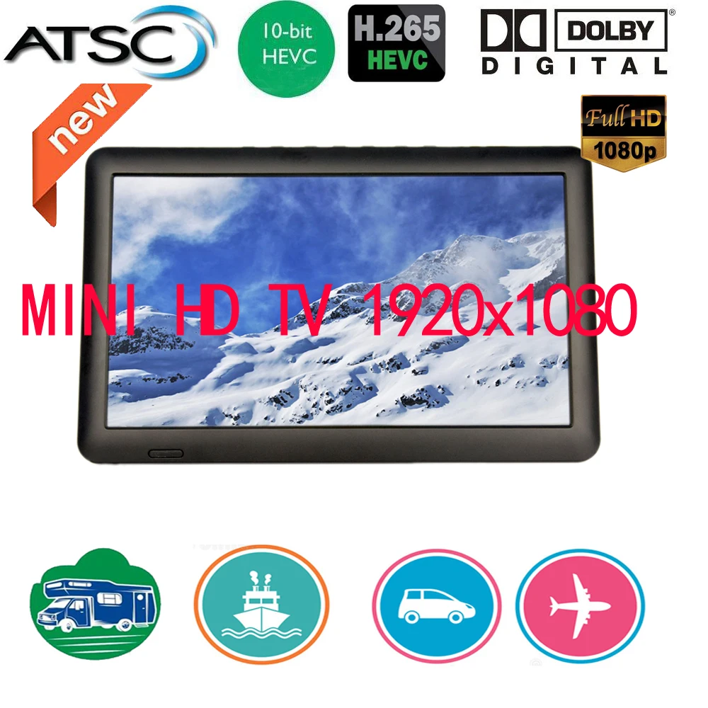 Leadstar & ASPURE  ATSC-T10.8 Inch LED Analog Portable Mini Tv Support H265/Hevc Dolby Ac3 For Home Car Boat Outdoor