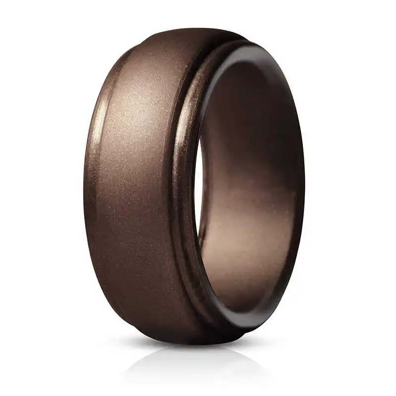 Bronze Sports Working Ring Size 7-14 Men's Silicone Wedding Engagement Band Rubber Ring - Цвет основного камня: Bronze
