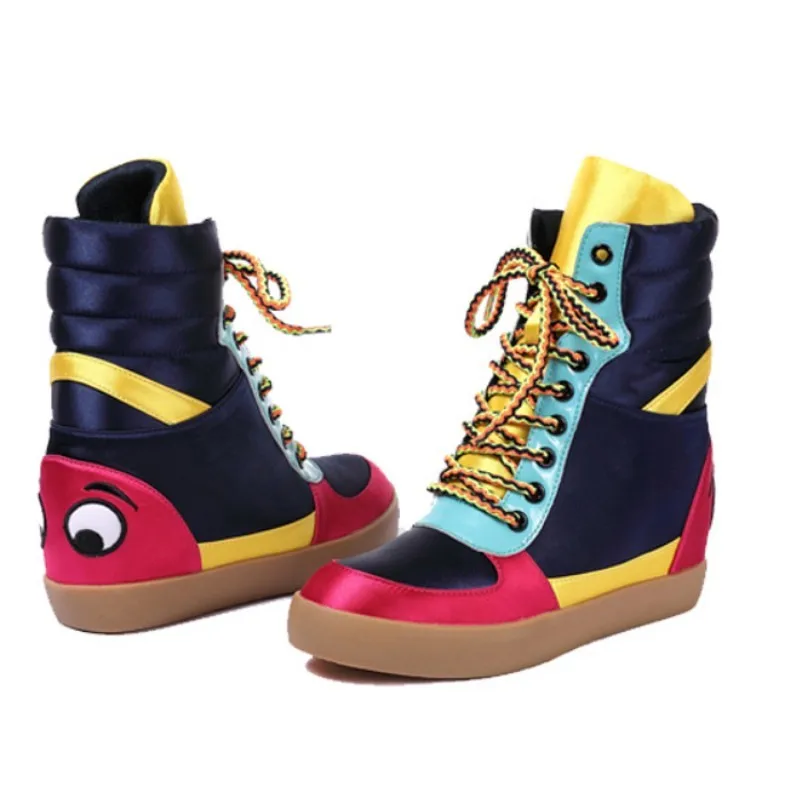 Брендовая повседневная обувь в стиле хип-хоп; женские ботинки с высоким берцем; сезон осень-зима; модные разноцветные ботильоны на шнуровке,... Брендовая повседневная обувь в стиле хип-хоп; женские ботинки с высоким берцем; сезон осень-зима; модные разноцветные ботильоны на шнуровке,...